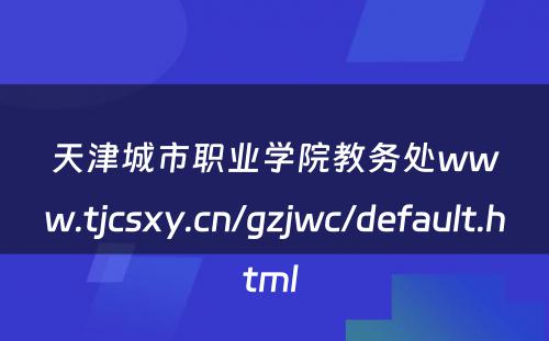 天津城市职业学院教务处www.tjcsxy.cn/gzjwc/default.html 