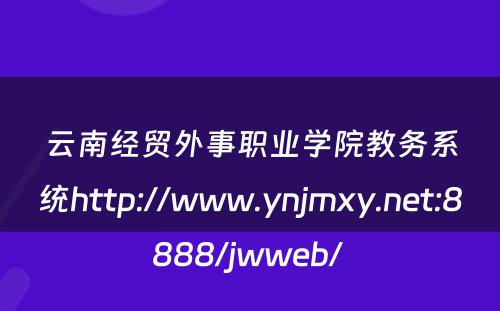 云南经贸外事职业学院教务系统http://www.ynjmxy.net:8888/jwweb/ 