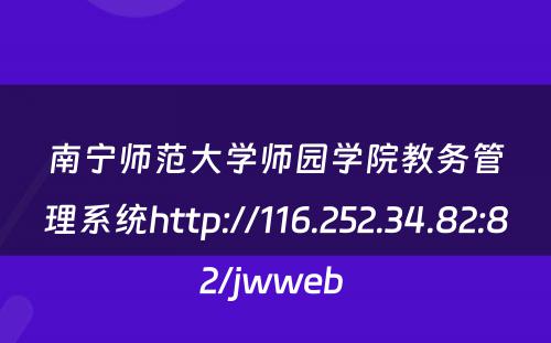 南宁师范大学师园学院教务管理系统http://116.252.34.82:82/jwweb 