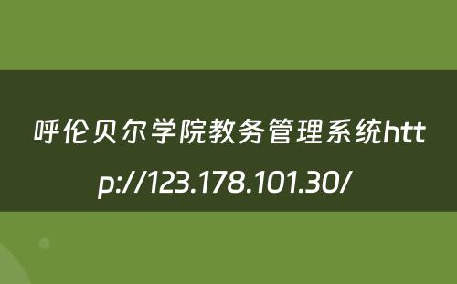 呼伦贝尔学院教务管理系统http://123.178.101.30/ 