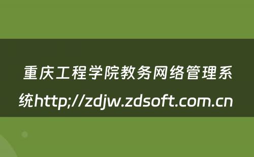 重庆工程学院教务网络管理系统http;//zdjw.zdsoft.com.cn 