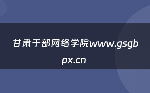 甘肃干部网络学院www.gsgbpx.cn 