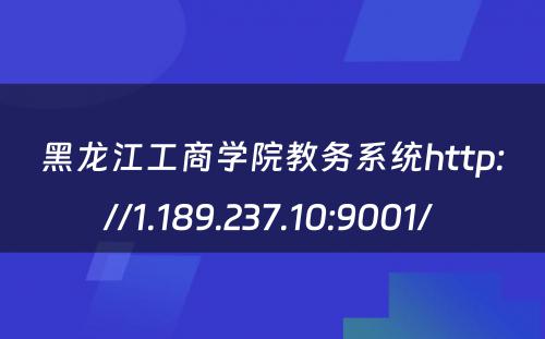 黑龙江工商学院教务系统http://1.189.237.10:9001/ 