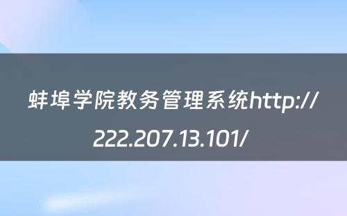 蚌埠学院教务管理系统http://222.207.13.101/ 
