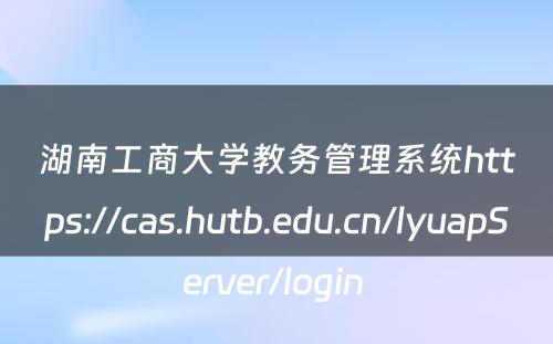 湖南工商大学教务管理系统https://cas.hutb.edu.cn/lyuapServer/login 
