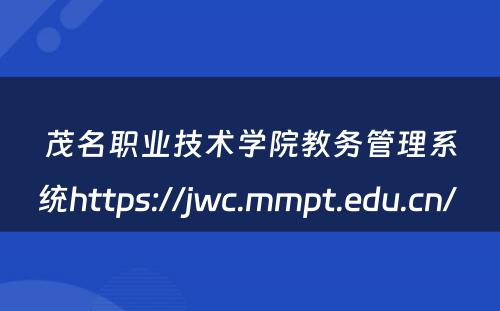 茂名职业技术学院教务管理系统https://jwc.mmpt.edu.cn/ 