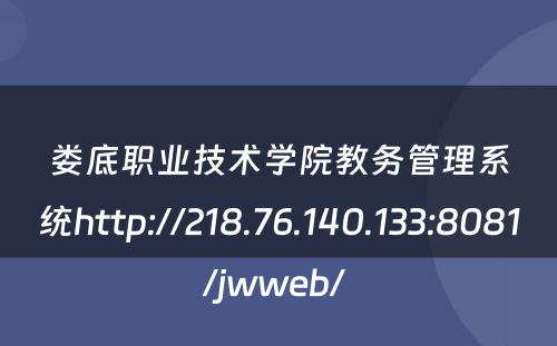 娄底职业技术学院教务管理系统http://218.76.140.133:8081/jwweb/ 