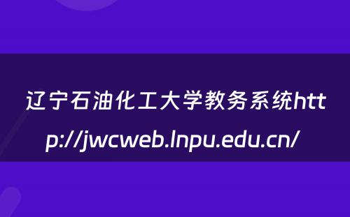辽宁石油化工大学教务系统http://jwcweb.lnpu.edu.cn/ 