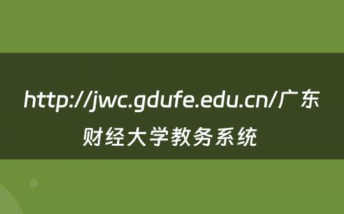 http://jwc.gdufe.edu.cn/广东财经大学教务系统 