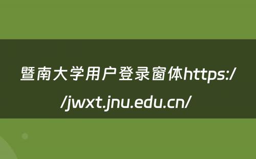 暨南大学用户登录窗体https://jwxt.jnu.edu.cn/ 