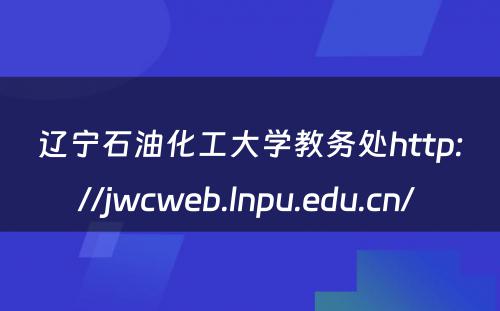 辽宁石油化工大学教务处http://jwcweb.lnpu.edu.cn/ 