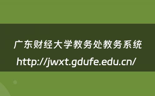广东财经大学教务处教务系统http://jwxt.gdufe.edu.cn/ 