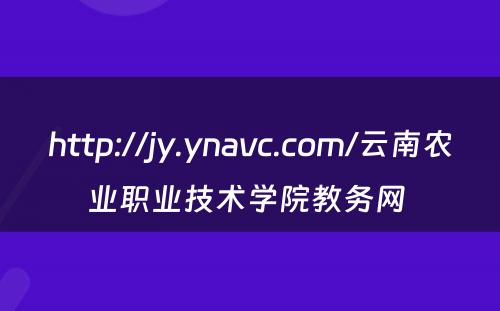 http://jy.ynavc.com/云南农业职业技术学院教务网 