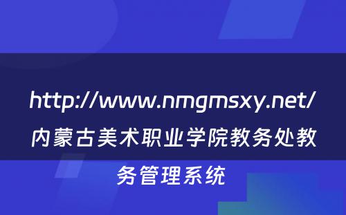 http://www.nmgmsxy.net/内蒙古美术职业学院教务处教务管理系统 