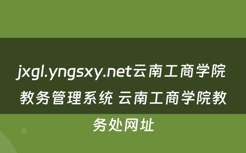 jxgl.yngsxy.net云南工商学院教务管理系统 云南工商学院教务处网址