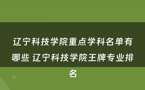 辽宁科技学院重点学科名单有哪些 辽宁科技学院王牌专业排名