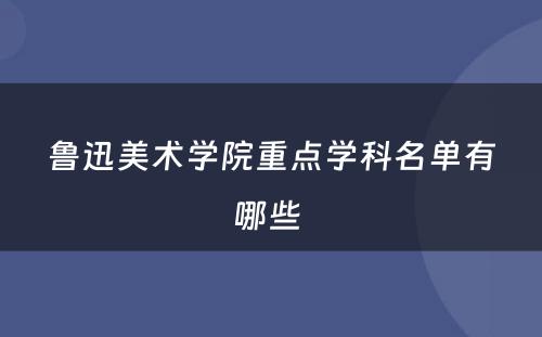 鲁迅美术学院重点学科名单有哪些 