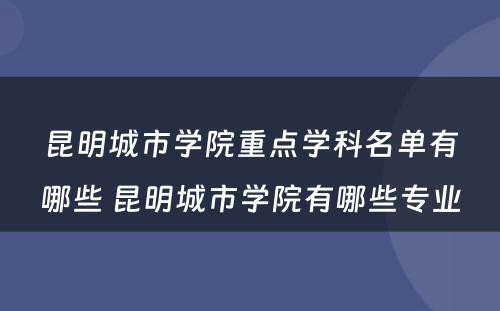昆明城市学院重点学科名单有哪些 昆明城市学院有哪些专业