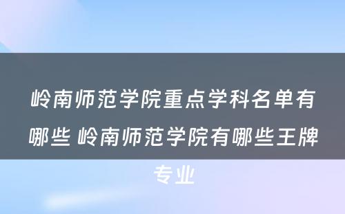 岭南师范学院重点学科名单有哪些 岭南师范学院有哪些王牌专业