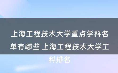 上海工程技术大学重点学科名单有哪些 上海工程技术大学工科排名