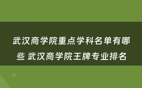 武汉商学院重点学科名单有哪些 武汉商学院王牌专业排名