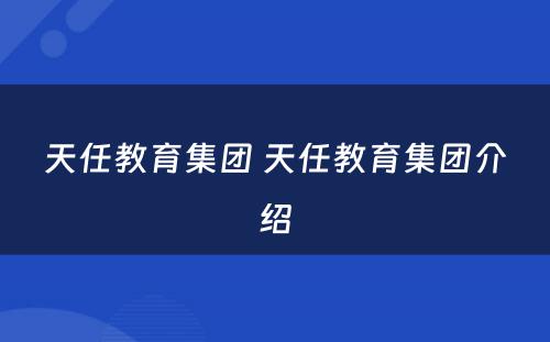 天任教育集团 天任教育集团介绍