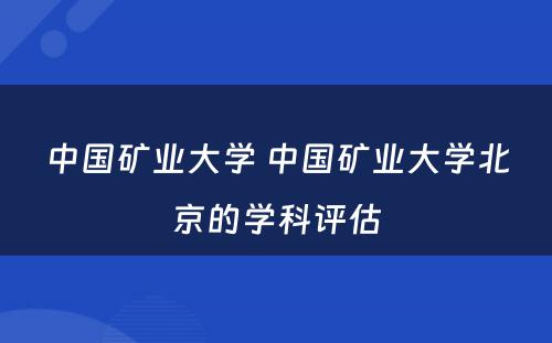 中国矿业大学 中国矿业大学北京的学科评估