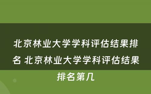 北京林业大学学科评估结果排名 北京林业大学学科评估结果排名第几