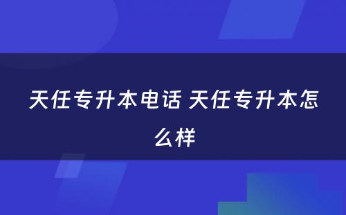 天任专升本电话 天任专升本怎么样