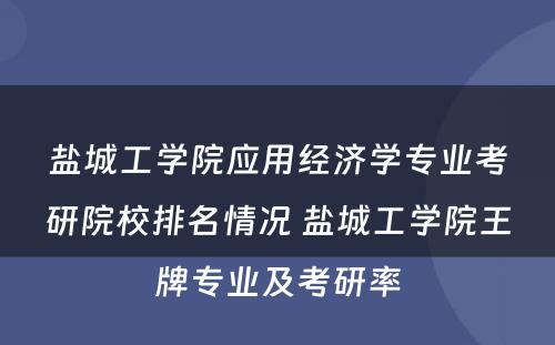 盐城工学院应用经济学专业考研院校排名情况 盐城工学院王牌专业及考研率