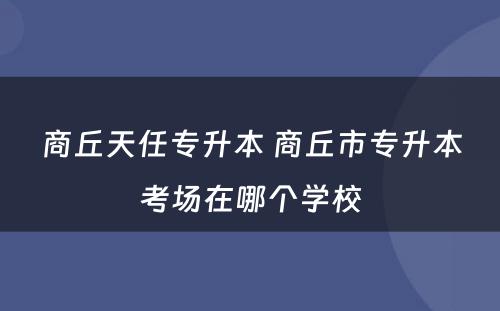 商丘天任专升本 商丘市专升本考场在哪个学校