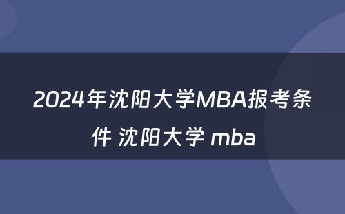 2024年沈阳大学MBA报考条件 沈阳大学 mba