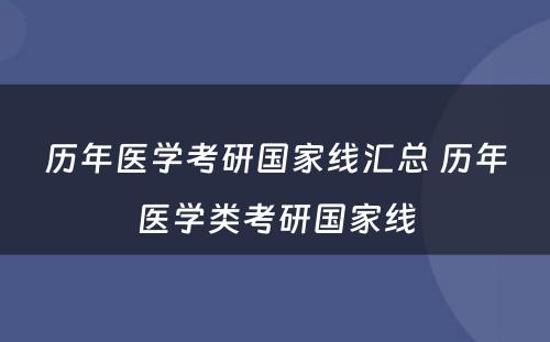 历年医学考研国家线汇总 历年医学类考研国家线