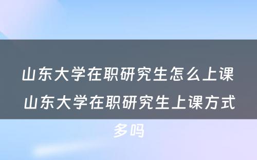 山东大学在职研究生怎么上课 山东大学在职研究生上课方式多吗