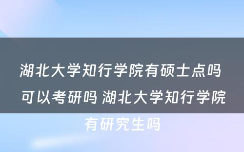 湖北大学知行学院有硕士点吗 可以考研吗 湖北大学知行学院有研究生吗