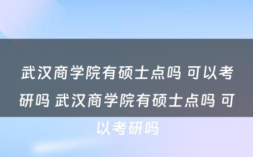 武汉商学院有硕士点吗 可以考研吗 武汉商学院有硕士点吗 可以考研吗