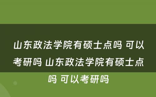 山东政法学院有硕士点吗 可以考研吗 山东政法学院有硕士点吗 可以考研吗