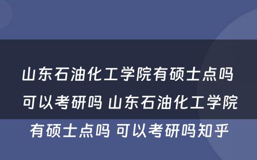 山东石油化工学院有硕士点吗 可以考研吗 山东石油化工学院有硕士点吗 可以考研吗知乎