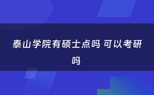 泰山学院有硕士点吗 可以考研吗 