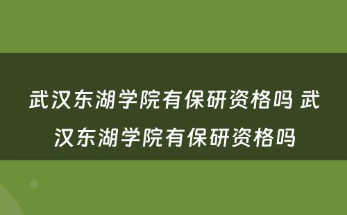 武汉东湖学院有保研资格吗 武汉东湖学院有保研资格吗