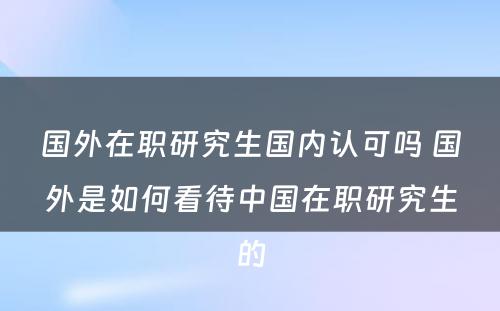 国外在职研究生国内认可吗 国外是如何看待中国在职研究生的