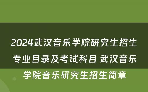2024武汉音乐学院研究生招生专业目录及考试科目 武汉音乐学院音乐研究生招生简章