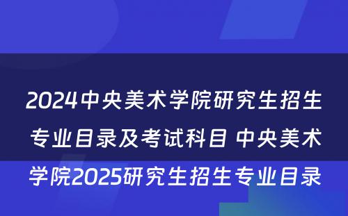 2024中央美术学院研究生招生专业目录及考试科目 中央美术学院2025研究生招生专业目录
