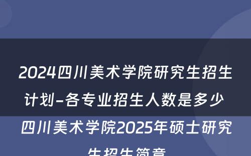2024四川美术学院研究生招生计划-各专业招生人数是多少 四川美术学院2025年硕士研究生招生简章