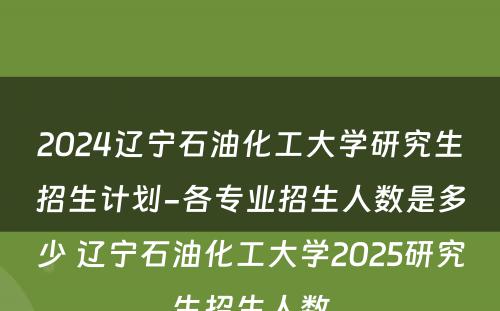 2024辽宁石油化工大学研究生招生计划-各专业招生人数是多少 辽宁石油化工大学2025研究生招生人数