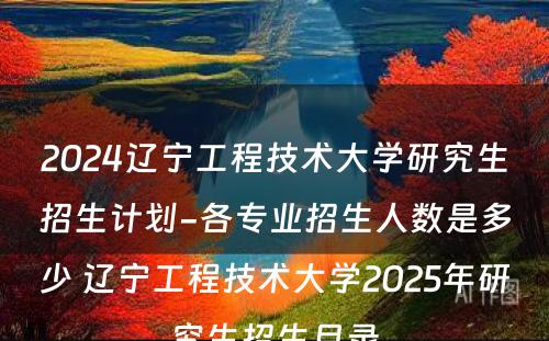 2024辽宁工程技术大学研究生招生计划-各专业招生人数是多少 辽宁工程技术大学2025年研究生招生目录