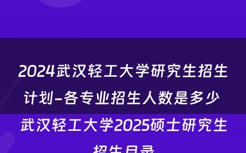 2024武汉轻工大学研究生招生计划-各专业招生人数是多少 武汉轻工大学2025硕士研究生招生目录