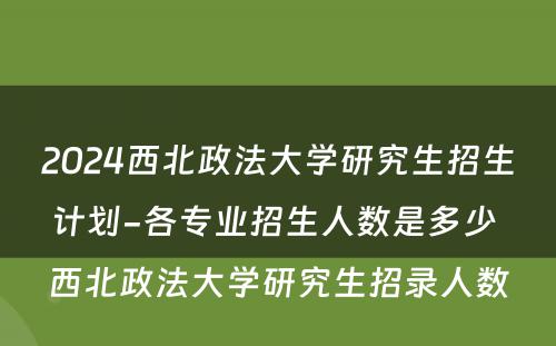 2024西北政法大学研究生招生计划-各专业招生人数是多少 西北政法大学研究生招录人数