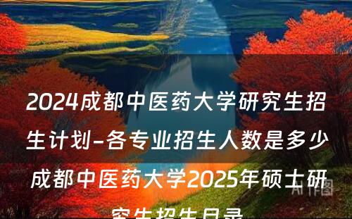 2024成都中医药大学研究生招生计划-各专业招生人数是多少 成都中医药大学2025年硕士研究生招生目录