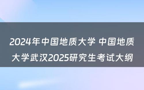 2024年中国地质大学 中国地质大学武汉2025研究生考试大纲